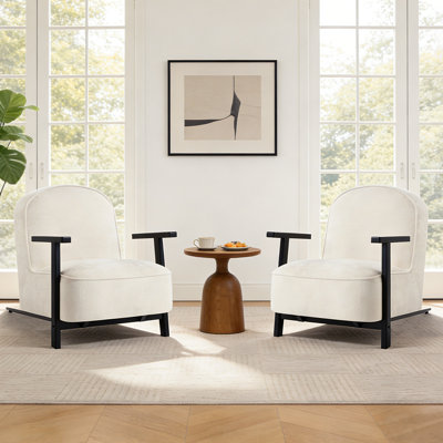 Ensemble de 2 fauteuils rembourrés en bois massif l 27,8 po pour le salon