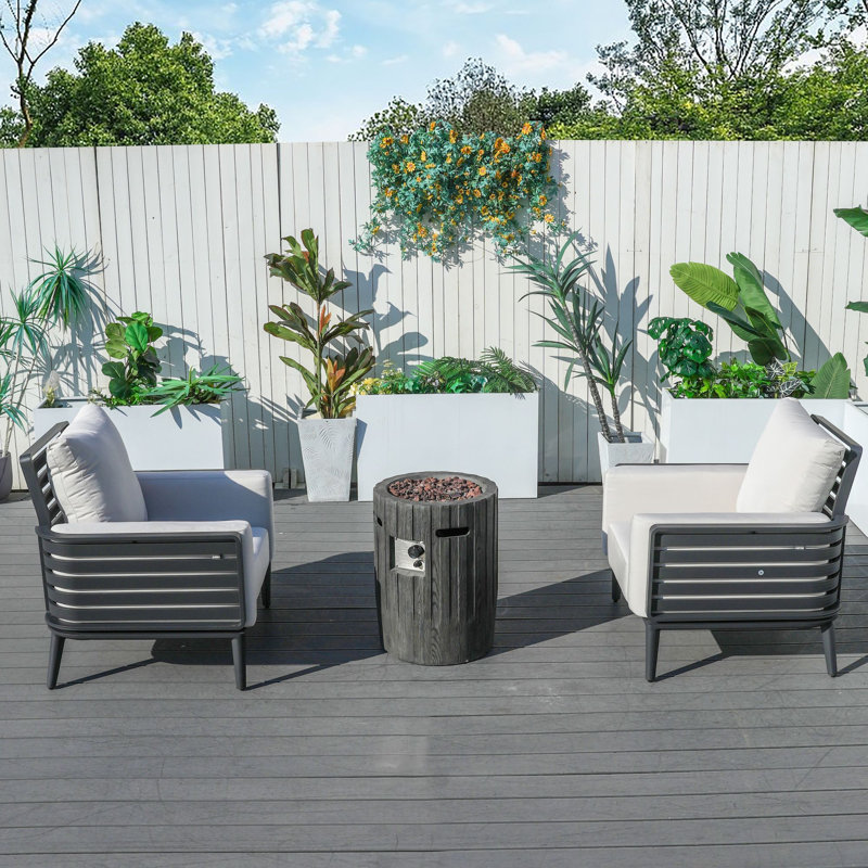 Ensemble de meubles de patio 3 pièces avec foyer