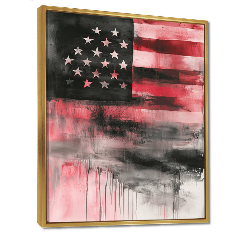 «Patriot Us Flag Memories II», art mural États-Unis, H 32 po x l 24 po, Impression encadrée sans passe-partout, Doré