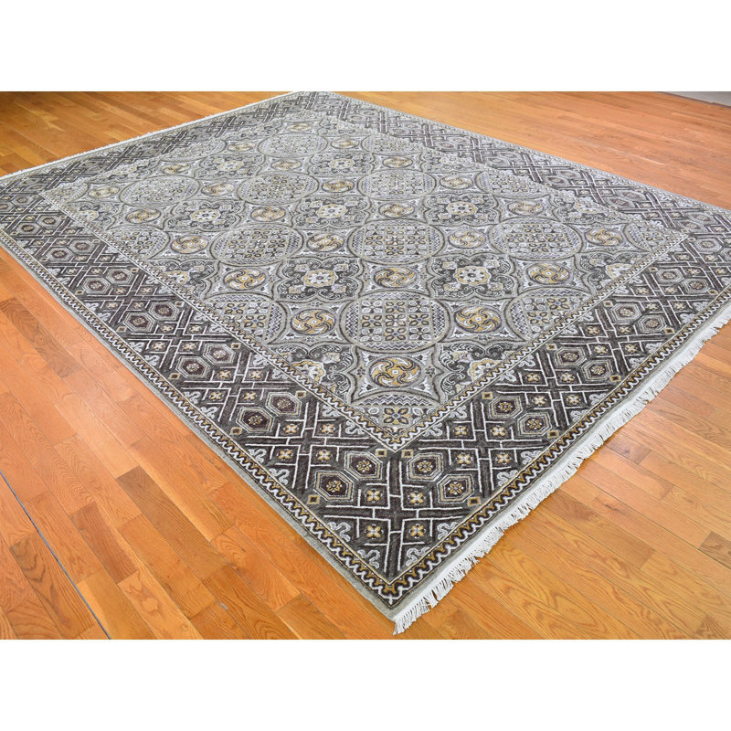 Tapis oriental brun en laine texturée d'inspiration moghole 9 pi 1 po x 12 pi D3490187D4CF4D019FF12B4152952973