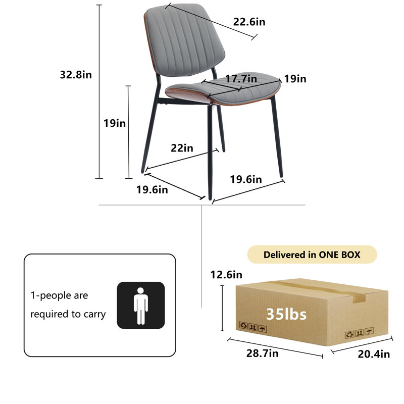 Chaises de salle à manger rembourrées Modern, Gris, 4
