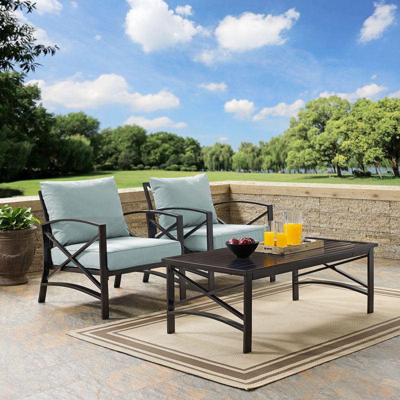 Mosier 2 - Person Patio Conversation Set with Cushions, Mist