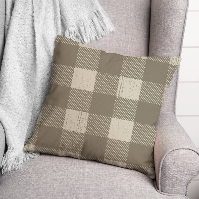 Checkered Throw Pillow, Brown