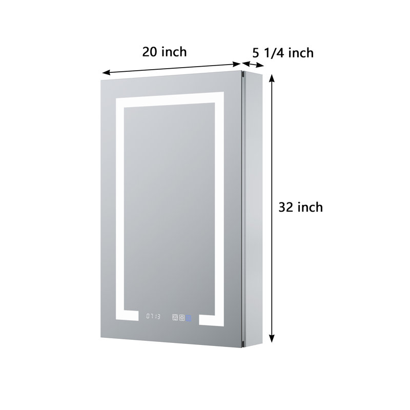  Armoire à pharmacie sans cadre avec miroir et 3 tablettes réglables l 20 po x H 32 po, Oui
