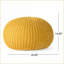 Pouf repose-pieds rond pour salon | Jaune moutarde | Coton tricoté-1393744892