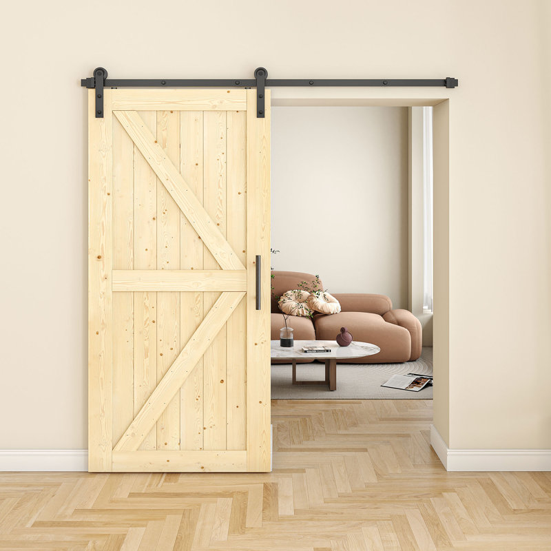 Ensemble de quincaillerie de porte de grange coulissante simple noire standard, 72 po