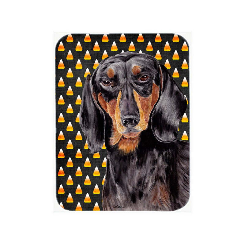 Planche à découper en verre caroline trésors teckel Halloween Candy Corn