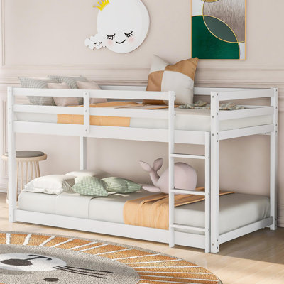 Lit superposé simple au-dessus d'un lit simple avec échelle