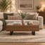 Table basse de salon avec plateau coulissant, rangement dissimulé et design extensible en noyer