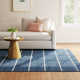 Creekmont Striped Handmade Flatweave Wool Blue/Cream Area Rug