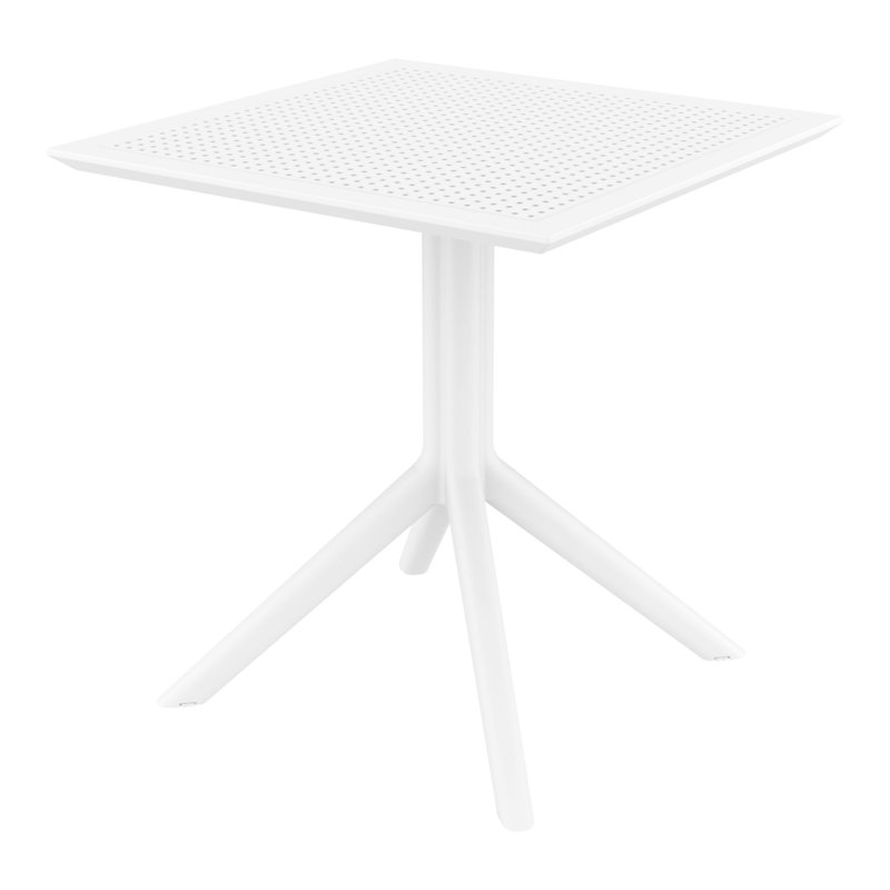 Farrah Square Patio Dining Table, White, 29.5" H x 27.5" W x 27.5" D, No