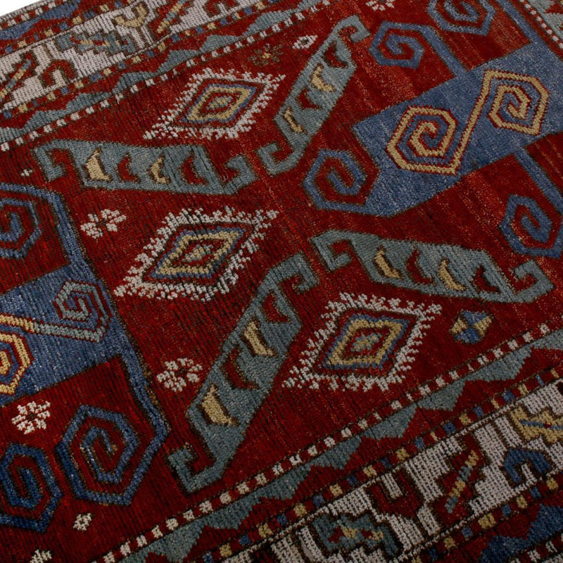 Burano Hand Knotted Wool Geometric Area Rug, Rectangle 5' x 7'