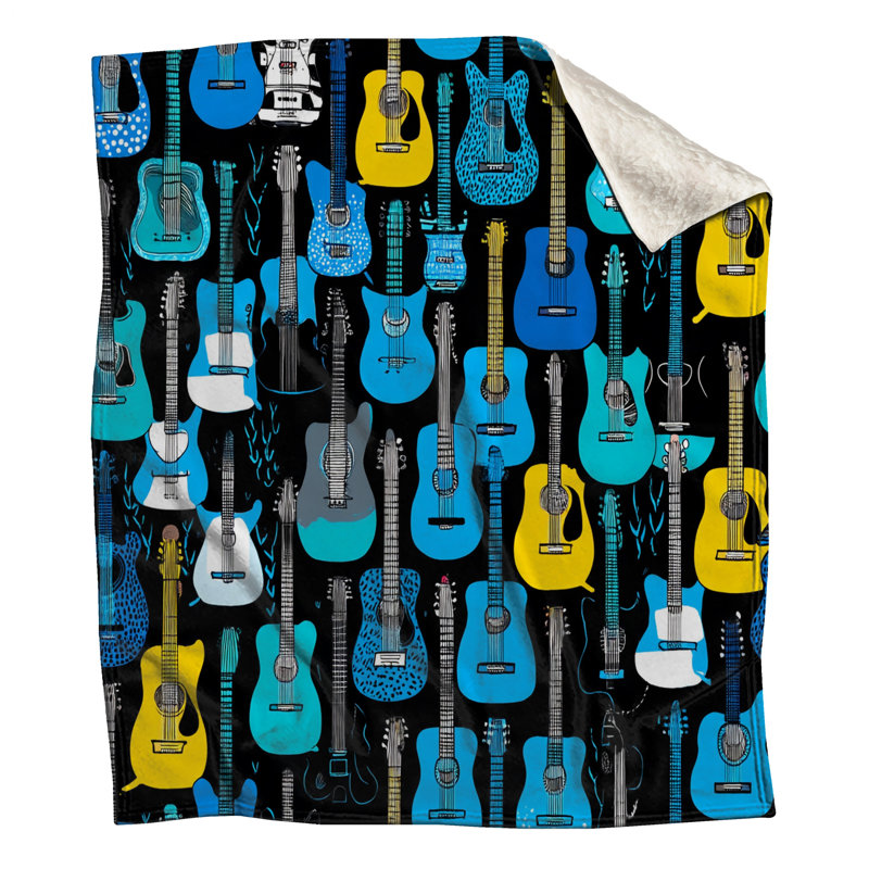 Jeté en laine Guitars - Jets de musique pour canapés ou lits, L 60 po x H 80 po