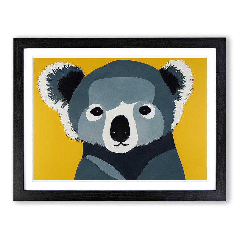 Koala Bear Modern Abstract - Single Picture Frame Print, Black Framed, 25cm H x 34cm W x 2cm D