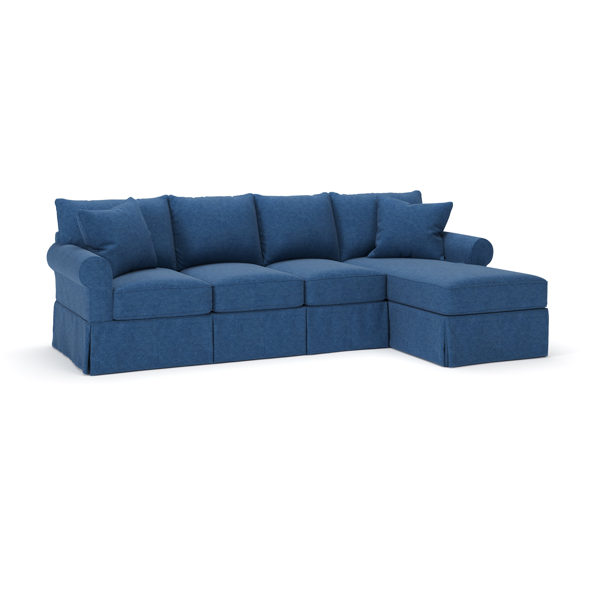 Amari Slipcovered Sectional with Sleeper Sofa, Classic Indigo Denim, Right Hand Facing
