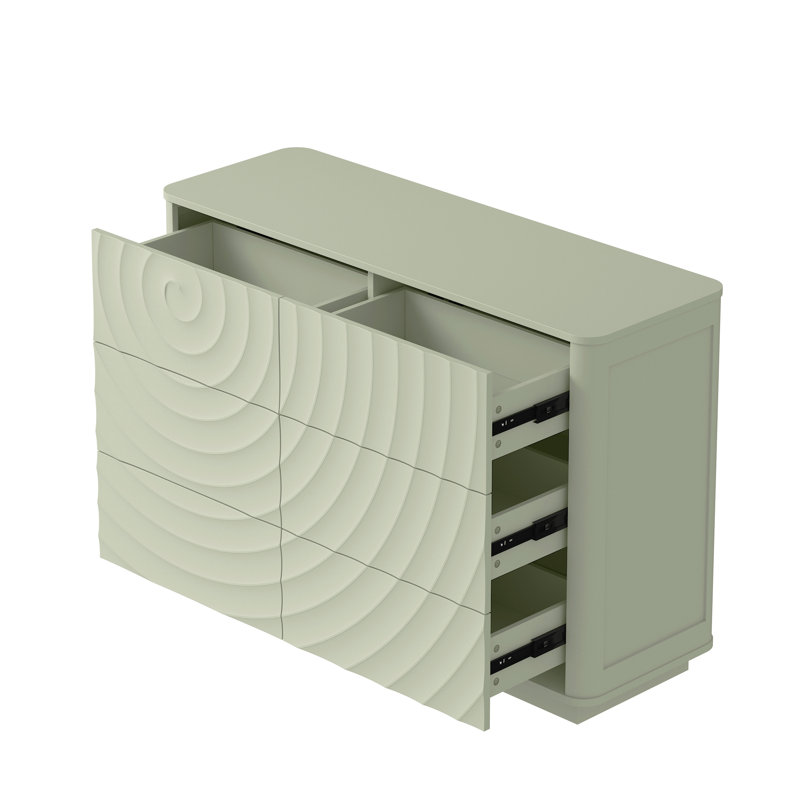Commode moderne à 6 tiroirs, Vert sauge