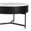 Table basse ronde à plateau relevable avec rangement et 3 repose-pieds