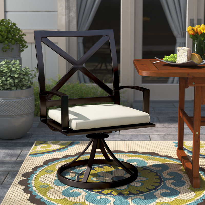Chaise de terrasse avec coussin Mulcahey, Toile lin Sunbrella®