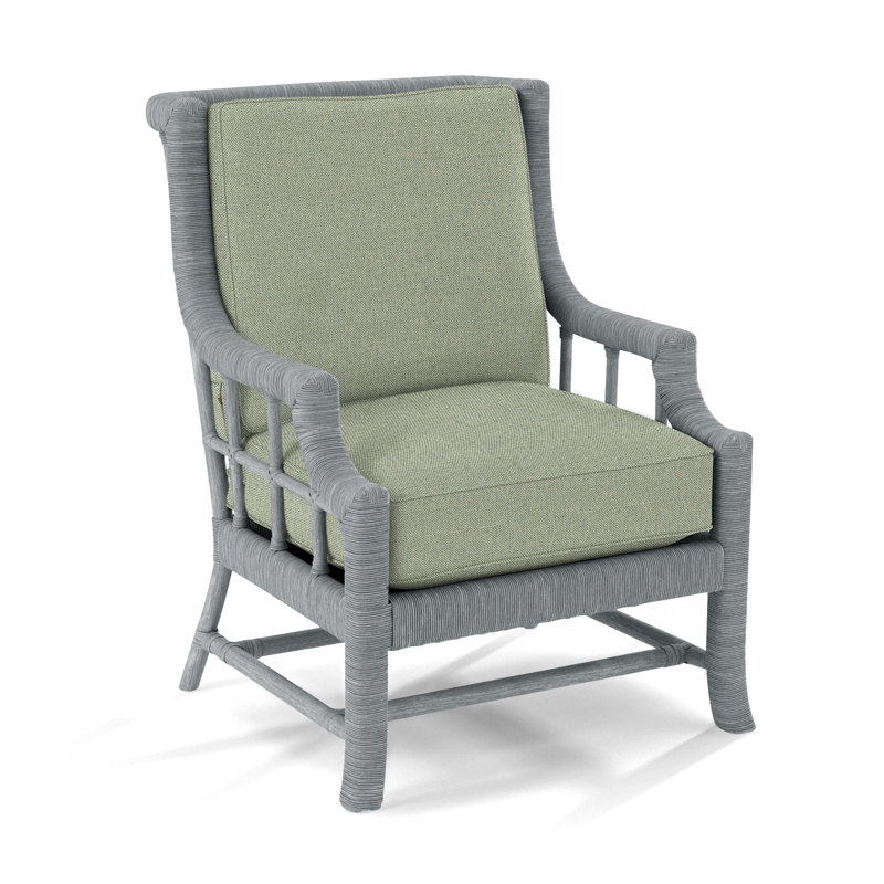 Fauteuil Lafayette, Tissu vert performance 0851-54, Noisette