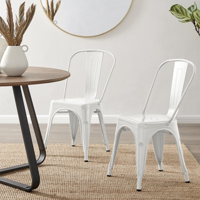 Honora Classic Industrial Metal Dining Chair - Style Bold Colour Stackable Side Chair