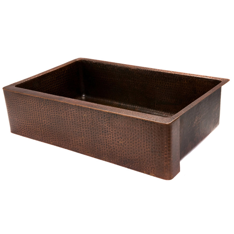35" Hammered Copper Farmhouse Drop-in Kitchen Sink