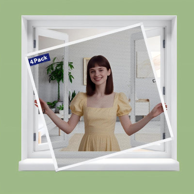 Window Screen Frame Kit-4Packs-White,DIY Aluminum Alloy Frame Screen Window Up to 46" x 46" for Windows/Doors