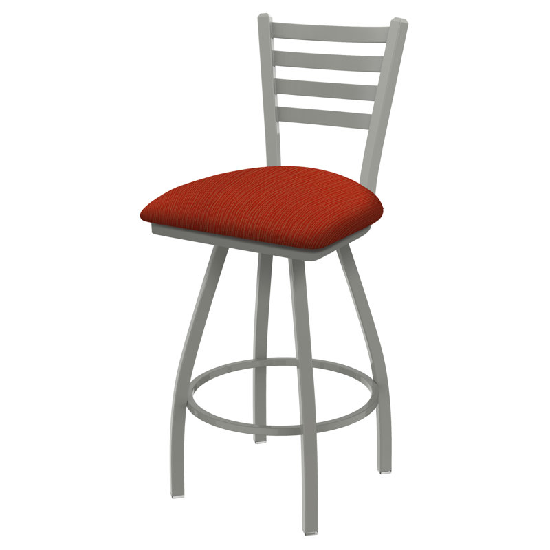 Tabouret de bar pivotant de 36" Evers, Nickel anodisé, Tissu - graphite coquelicot, Extra Tall (36” Seat Height)