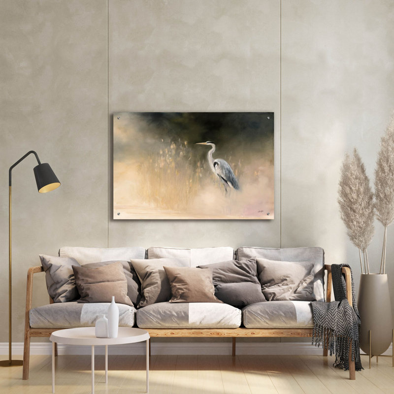  «Peaceful Egret» par Julia Purinton, art mural en verre acrylique, 36 po x 24 po, H 24 po x l 36 po x P 0,2 po