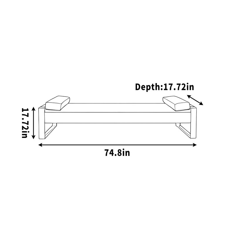 Banc en cuir, H 17,72 po x l 74,8 po x P 17,72 po