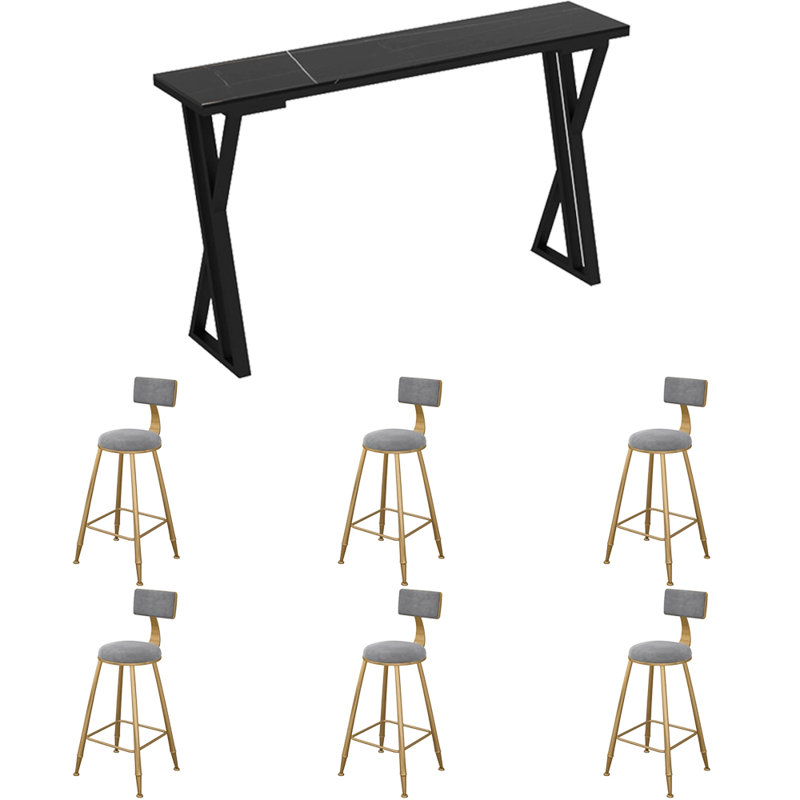 Edenfield, Noir, 7 pièces: table, 6 chaises, Noir