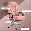 Chaise de bureau de massage inclinable chauffante avec hauteur réglable et repose-pieds, rose-817566065