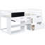 Lit mezzanine simple simple avec bureau roulant, tablette et tiroirs - Blanc, design attrayant en bois massif blanc pour un intérieur de chambre à coucher moderne-1901790342