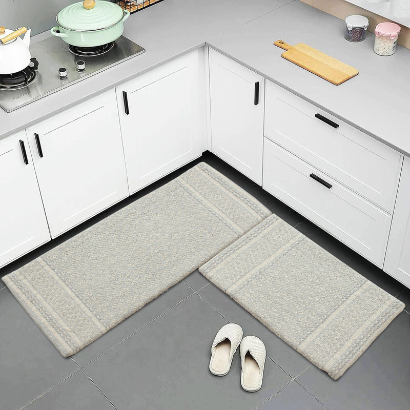 Bralee Geometric Anti-Fatigue Non-Skid Kitchen Mat, Gray