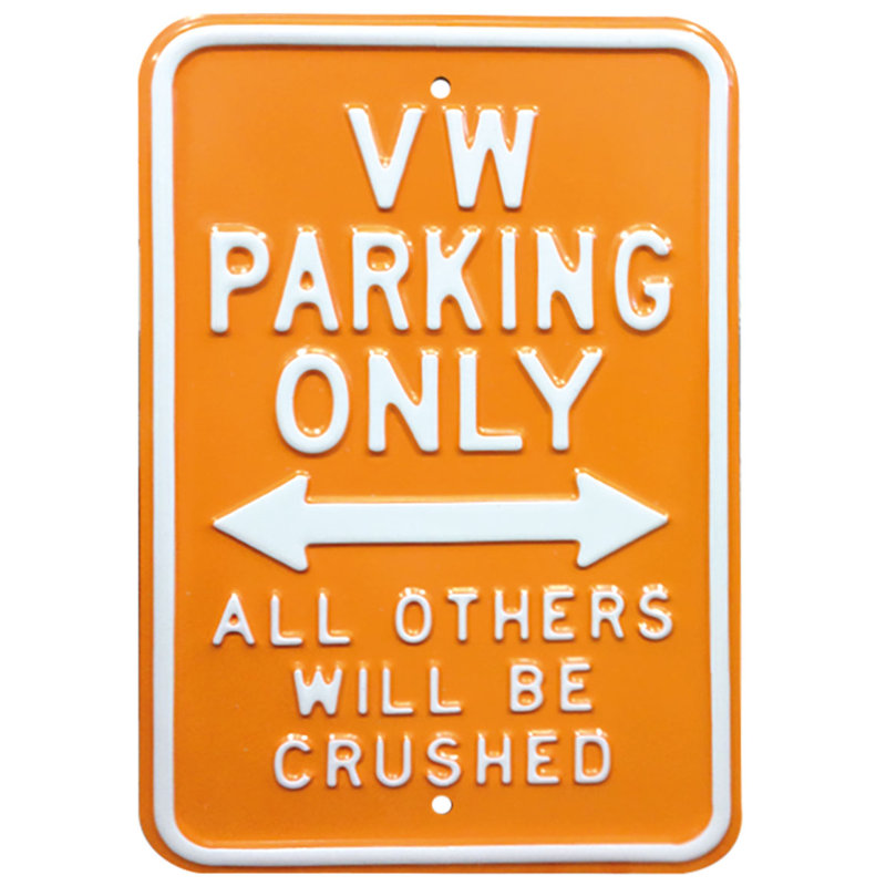 VW Parking Only - No Frame Print on Metal, Orange