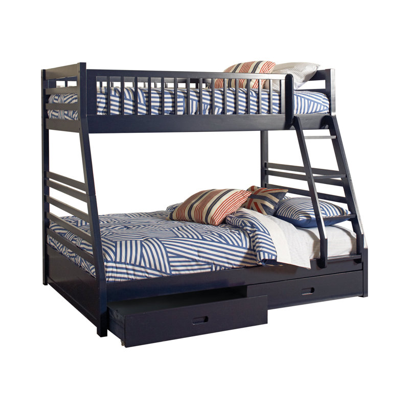 Hoch Kids Twin Over Full Bunk Bed, Navy Blue
