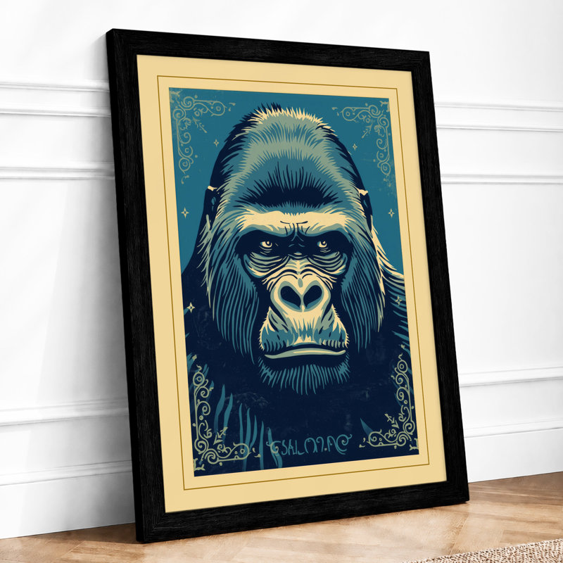 Harambe Retro - Framed Print, Black, A3 - 42.0 x 29.7 cm