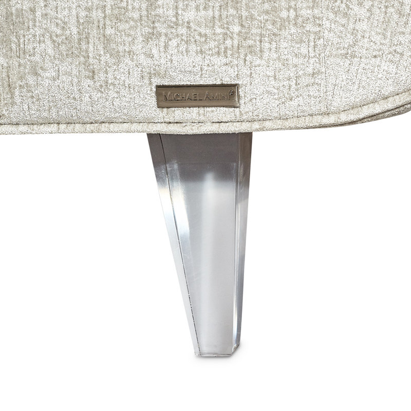 Silver Velvet Armless Chaise with Acrylic Feet