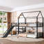 Lit superposé simple en métal avec escalier de rangement, glissière, rails de sécurité, noir-1377381361