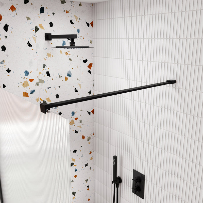 Flat Support Bar - For Use With 1950Mm Wetroom Screens, Black