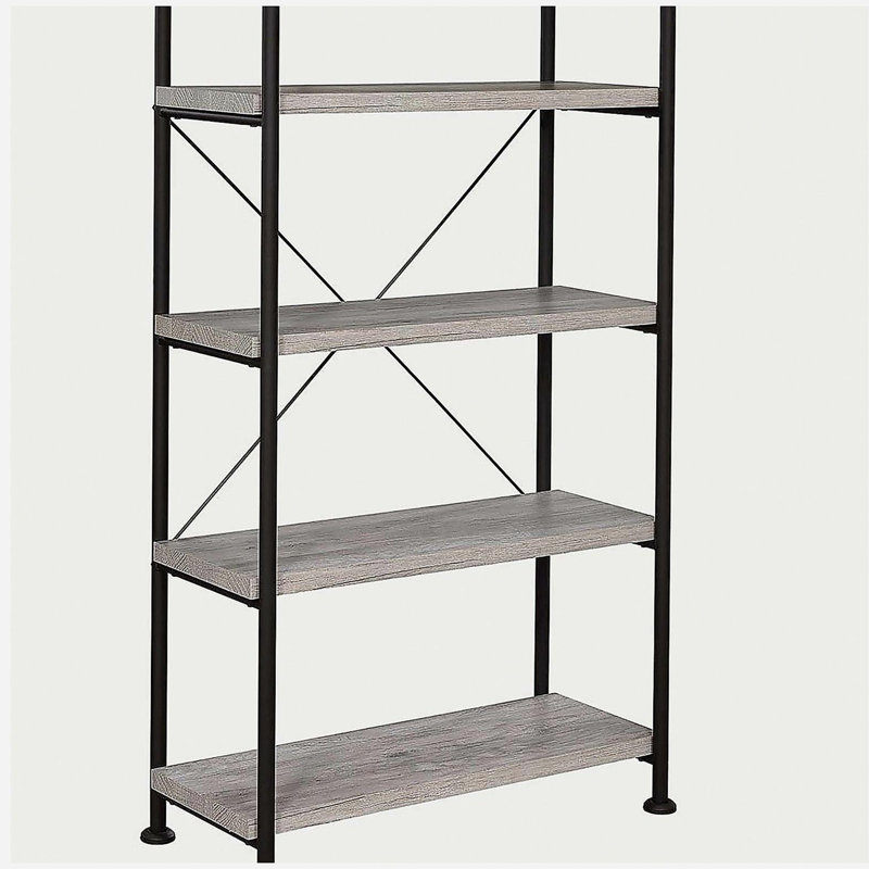 Antique Nutmeg and Black 4-shelf Bookcase, Brown