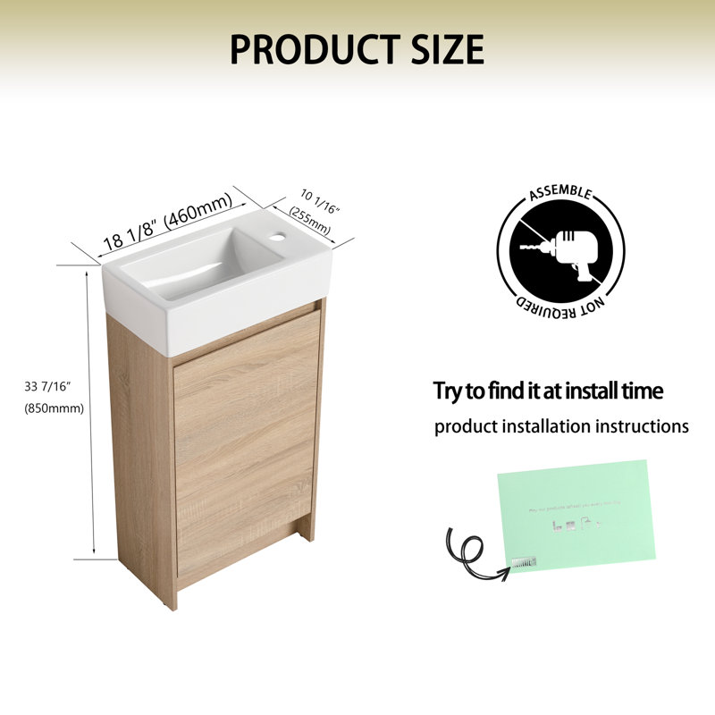 Meuble-lavabo simple 16,15 po avec plateau Daeshawna
