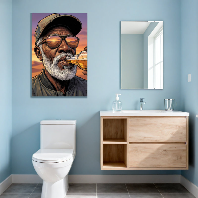 Mode, homme, boire, bière, coucher de soleil, fond, cap, lunettes de soleil, barbe