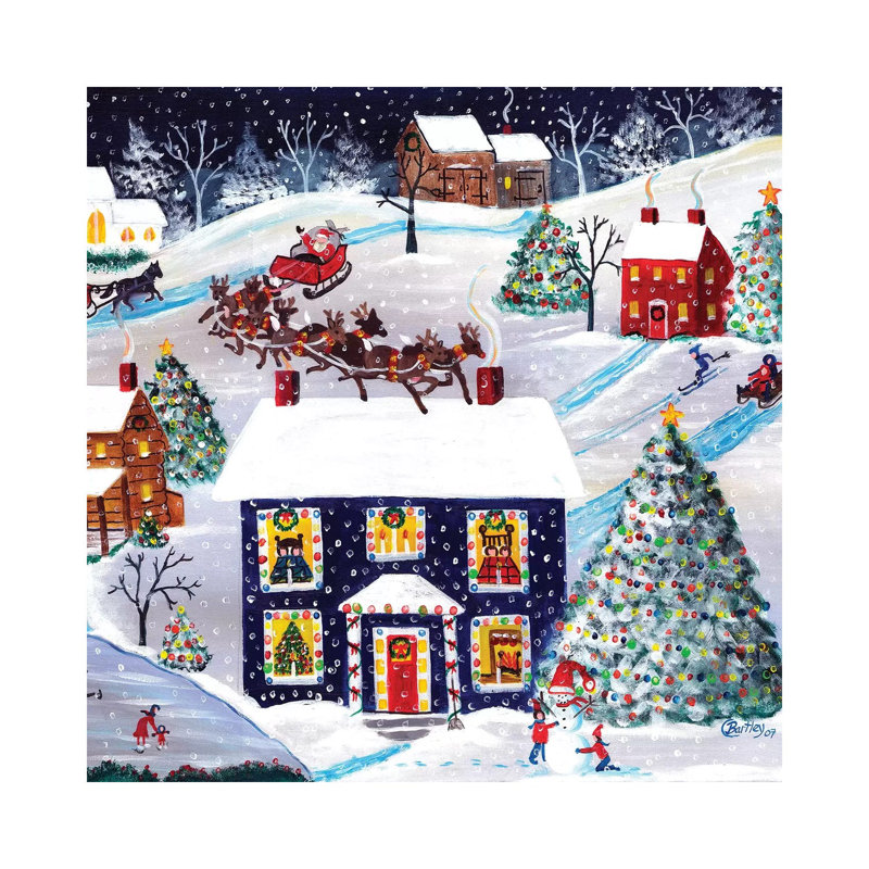 Santa Reindeer Christmas Eve Cheryl Bartley by Cheryl Bartley - Print on Canvas, 93.98 cm H x 93.98 cm W x 1.91 cm D