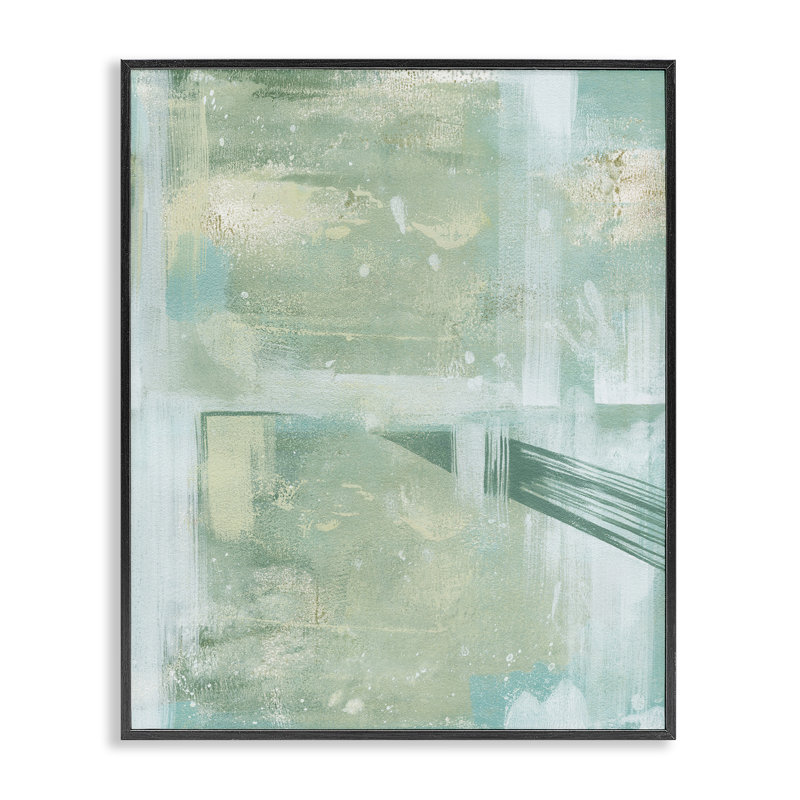Giclée verte abstraite encadrée par Grace Popp, H 14 po x l 11 po, Giclée encadrée noir minuit