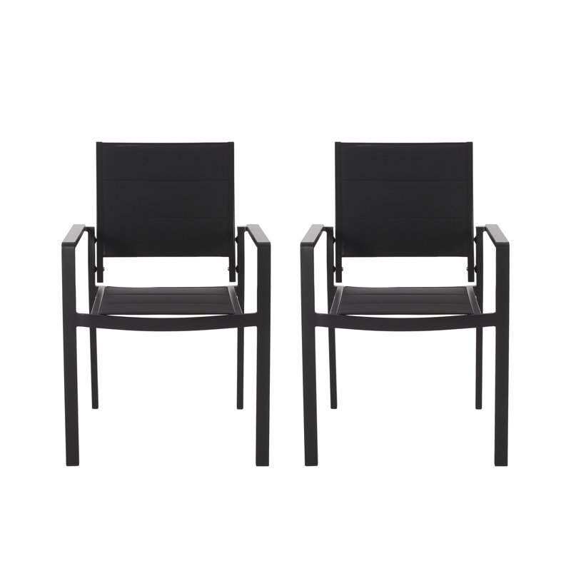 Chaises de salle à manger d'extérieur en maille et aluminium, 2