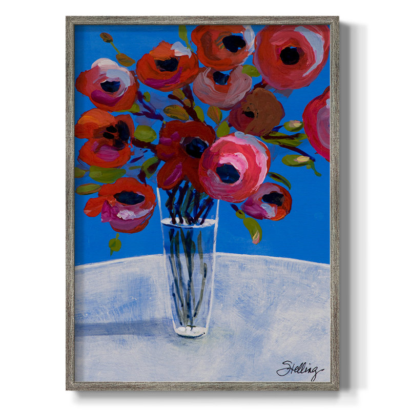 Coquelicots, reproduction encadrée - bois massif, H 11 po x l 9 po