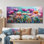 Fantaisie lavande et tulipes champ III - tulipes encadrées, art mural
