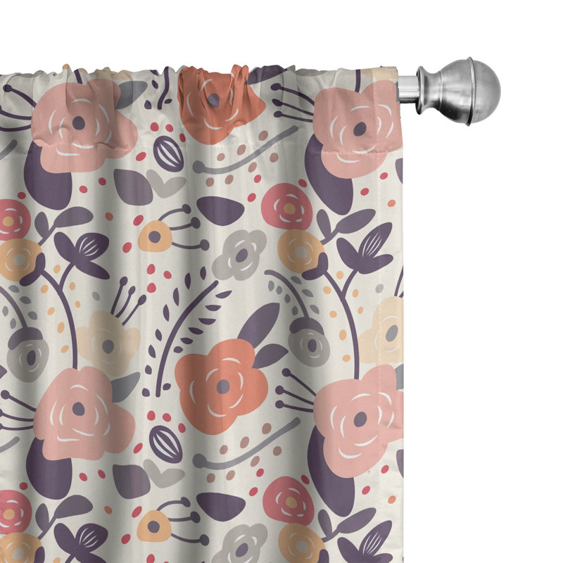 Floral Semi-Sheer Rod Pocket Curtain Panels, 28" x 63"