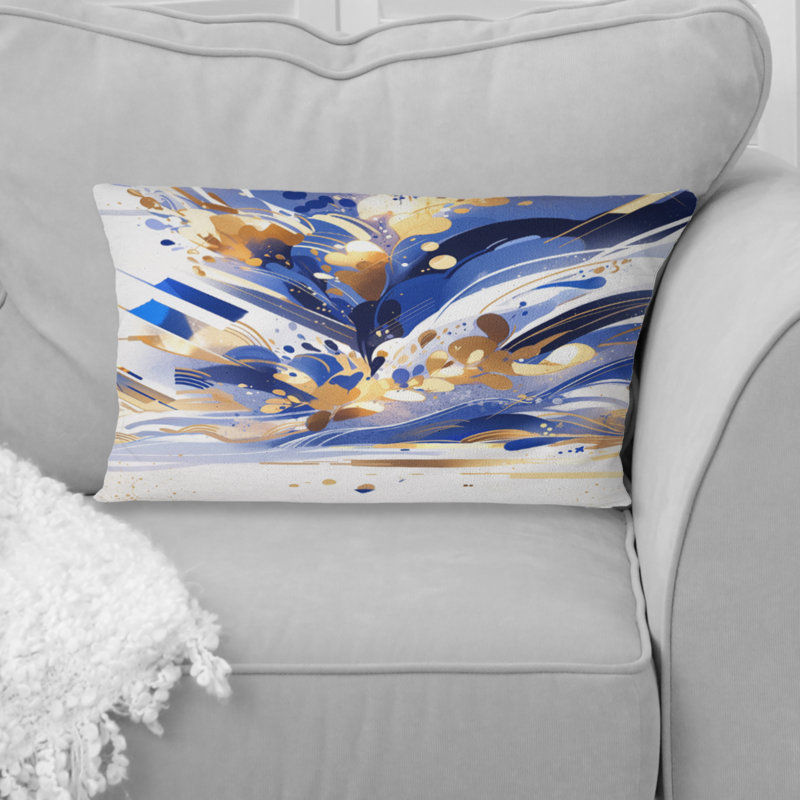 Coussin cubique bleu et blanc Kaleidoscope I