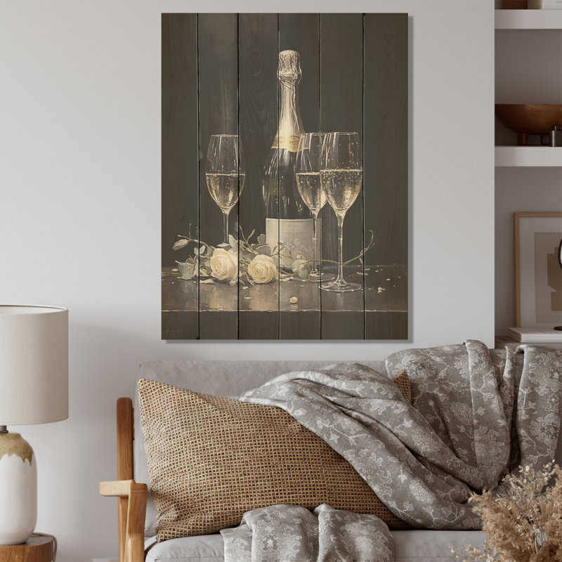 «Cuves Sparkling Champagne», art mural en bois sur bois de pin naturel, H 20 po x l 10 po